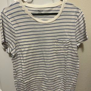 Madewell Blue and White Striped Pocket Tee